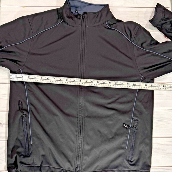 Slazenger Men's Athletic Golf Tennis Jacket Size Large Black Blue Softshell - Picture 7 of 9